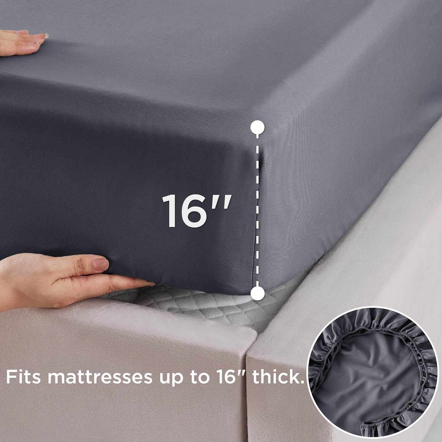 Bedsure Cooling Queen Sheet Set, Blend of Rayon Derived from Bamboo Sheets, Breathable Soft & Silky, GentleSoft™ Hotel Luxury Bedding Set, Deep Pocket Bedsheets for Hot Sleepers - Dimgray 4 Bedsure Cooling Queen Sheet Set, Blend of Rayon Derived from Bamboo Sheets, Breathable Soft & Silky, GentleSoft™ Hotel Luxury Bedding Set, Deep Pocket Bedsheets for Hot Sleepers - Dimgray - Image 4