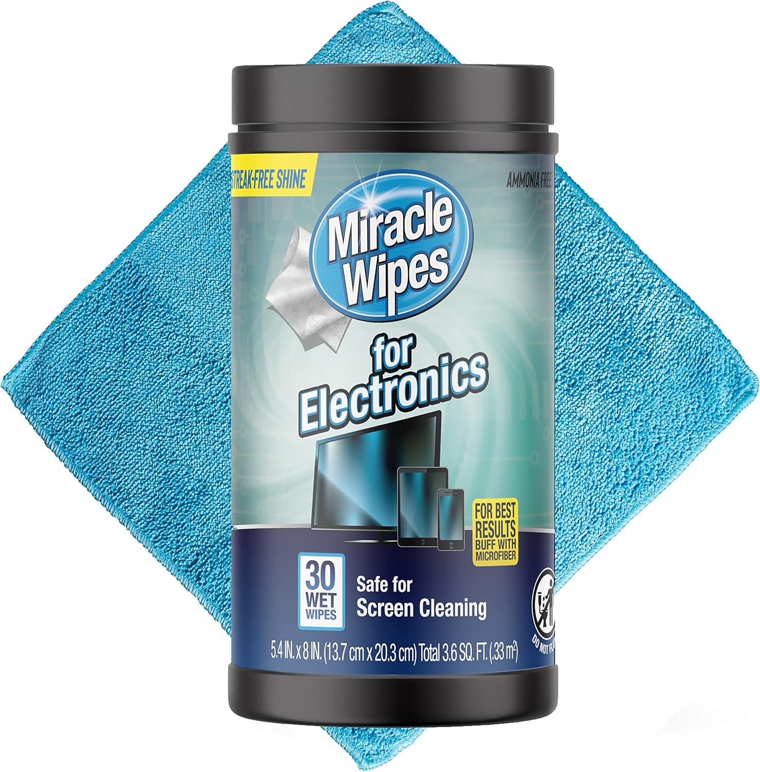 MiracleWipes for Electronics Cleaning - Screen Wipes Designed for TV, Phones, Monitors and More - Includes Microfiber Towel - (30 Count) 3 MiracleWipes for Electronics Cleaning - Screen Wipes Designed for TV, Phones, Monitors and More - Includes Microfiber Towel - (30 Count) - Image 3