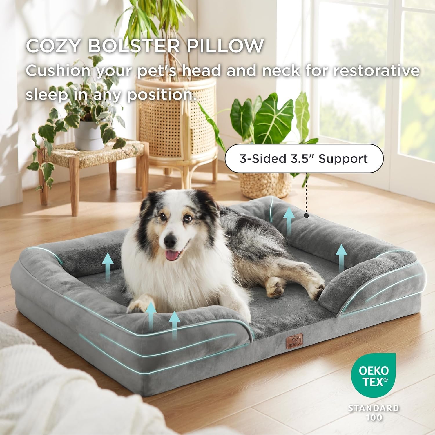 Bedsure Orthopedic Dog Bed for Extra Large Dogs - XL Washable Dog Sofa Beds Large, Supportive Foam Pet Couch Bed with Removable Washable Cover, Waterproof Lining and Nonskid Bottom, Grey 3 Bedsure Orthopedic Dog Bed for Extra Large Dogs - XL Washable Dog Sofa Beds Large, Supportive Foam Pet Couch Bed with Removable Washable Cover, Waterproof Lining and Nonskid Bottom, Grey - Image 3