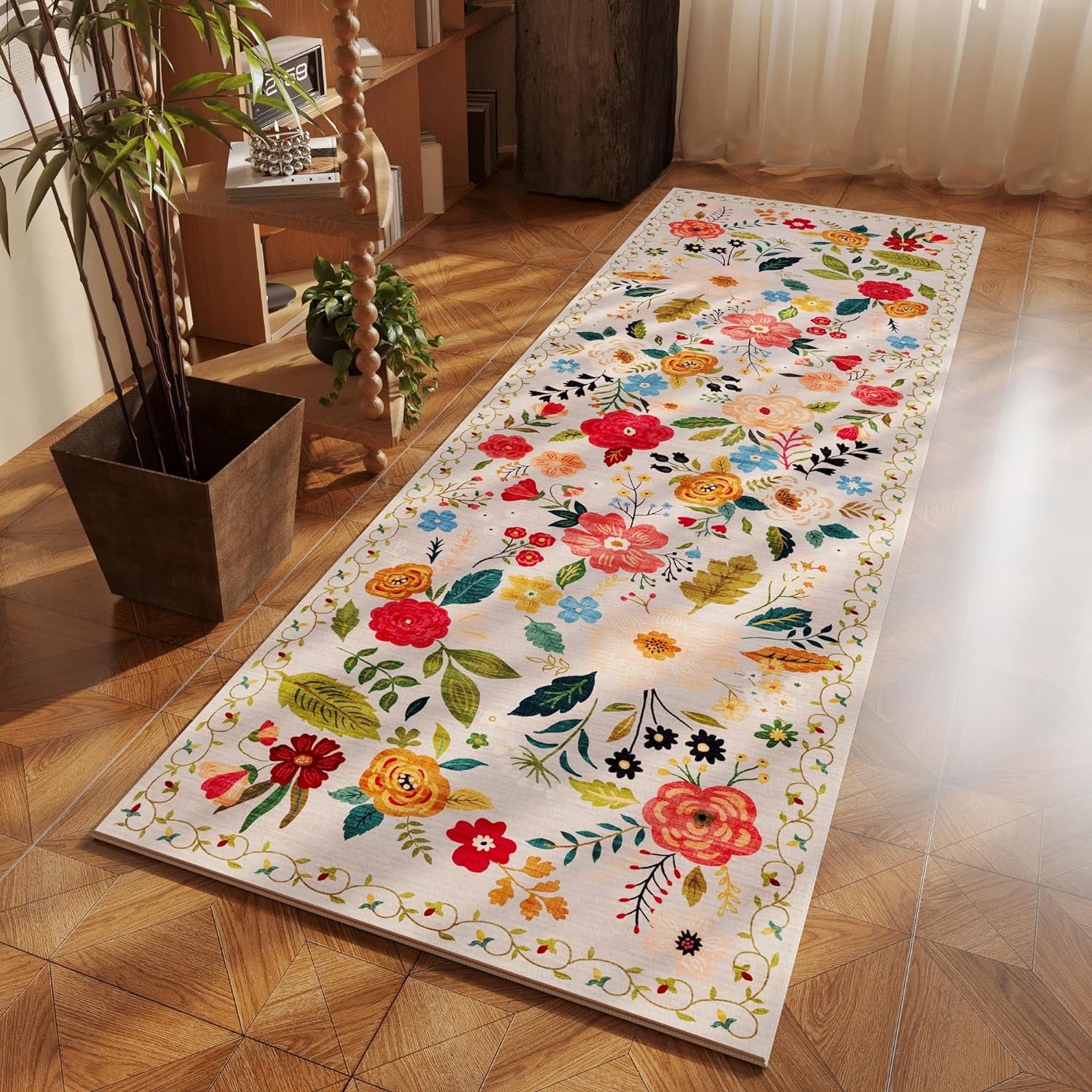 Runner Rug for Hallways Kitchen Runner Rug Non Slip 2'6''x8' Washable Runner Rugs with Rubber Backing Soft Floral Carpet Runner for Hallways, Kitchen, Laundry, Bedroom, Bathroom(Beige) 6 Runner Rug for Hallways Kitchen Runner Rug Non Slip 2'6''x8' Washable Runner Rugs with Rubber Backing Soft Floral Carpet Runner for Hallways, Kitchen, Laundry, Bedroom, Bathroom(Beige) - Image 6