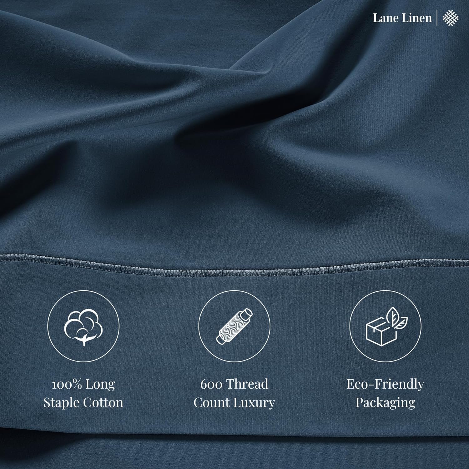 600 TC Queen Size Sheets Set - 100% Cotton Sheets Queen Size, Ultra Soft Fully Elasticized, Mercerized Cotton, Sateen Weave Soft & Comfy, Luxury Hotel Style Thick Sheets Queen Size - Dark Denim 5 600 TC Queen Size Sheets Set - 100% Cotton Sheets Queen Size, Ultra Soft Fully Elasticized, Mercerized Cotton, Sateen Weave Soft & Comfy, Luxury Hotel Style Thick Sheets Queen Size - Dark Denim - Image 5