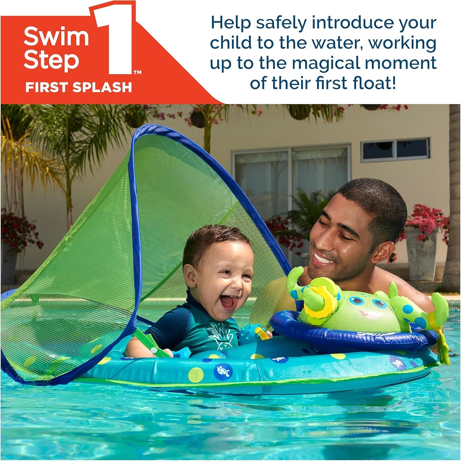 SwimWays Baby Spring Float Activity Center, Baby Pool Float with Canopy & UPF Protection, Pool Toys & Swimming Pool Accessories for Kids 9-24 Months, Green Octopus 7 SwimWays Baby Spring Float Activity Center, Baby Pool Float with Canopy & UPF Protection, Pool Toys & Swimming Pool Accessories for Kids 9-24 Months, Green Octopus - Image 7