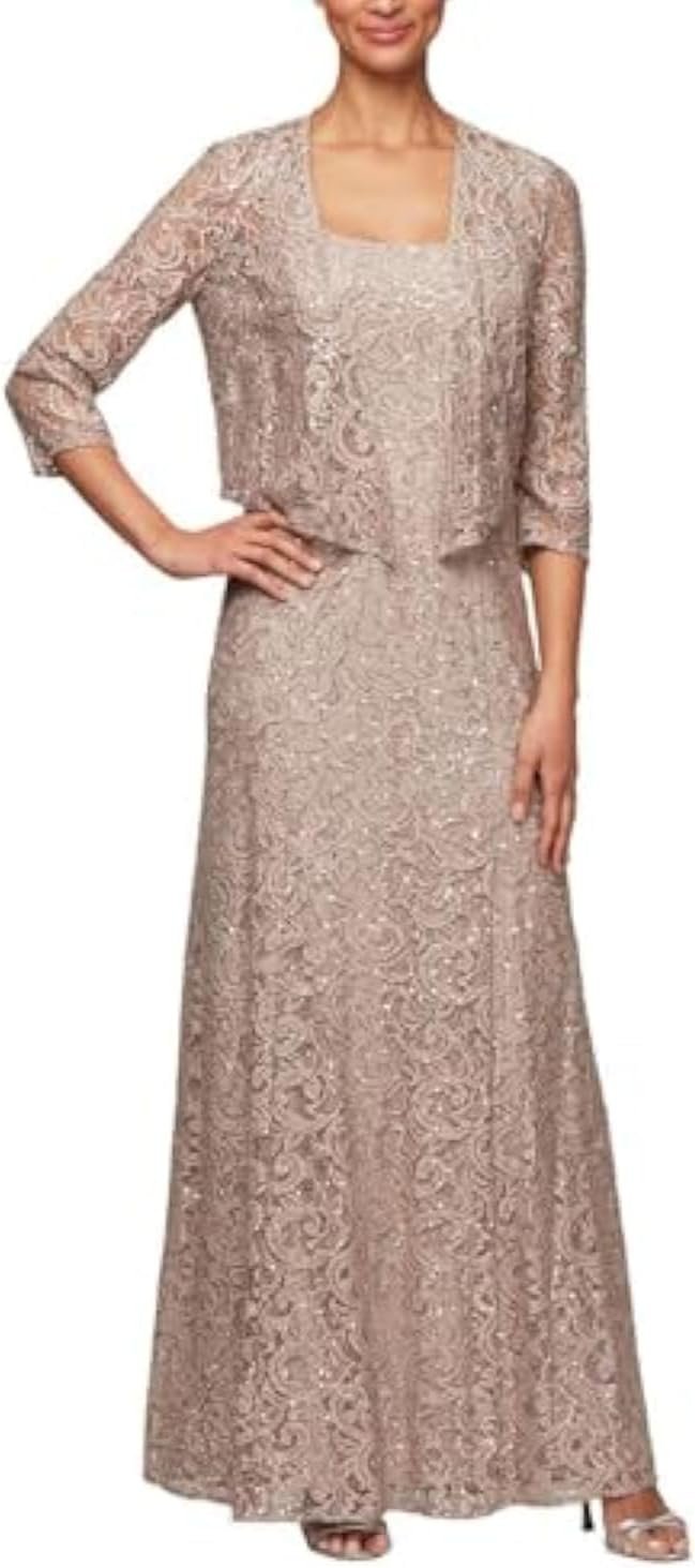 Alex Evenings Women's Long Lace Jacket Dress