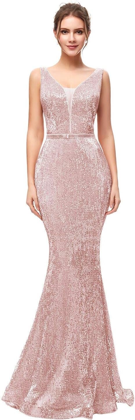 Sparkly Women's Formal Dresses Long 2024 Sequins Mermaid Evening Gown Corset Open Back Prom Bridesmaid Dress