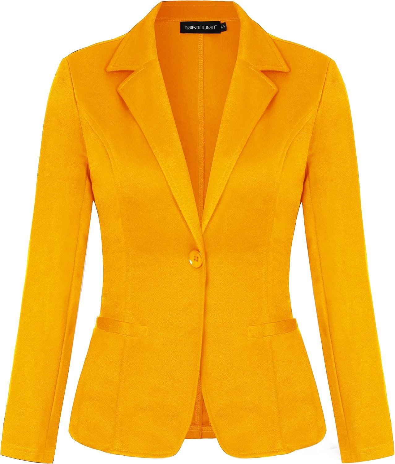 MINTLIMIT Women Long Sleeve Button Blazers Work Casual Office Notch Lapel Business Open Front Blazer Jacket with Pockets