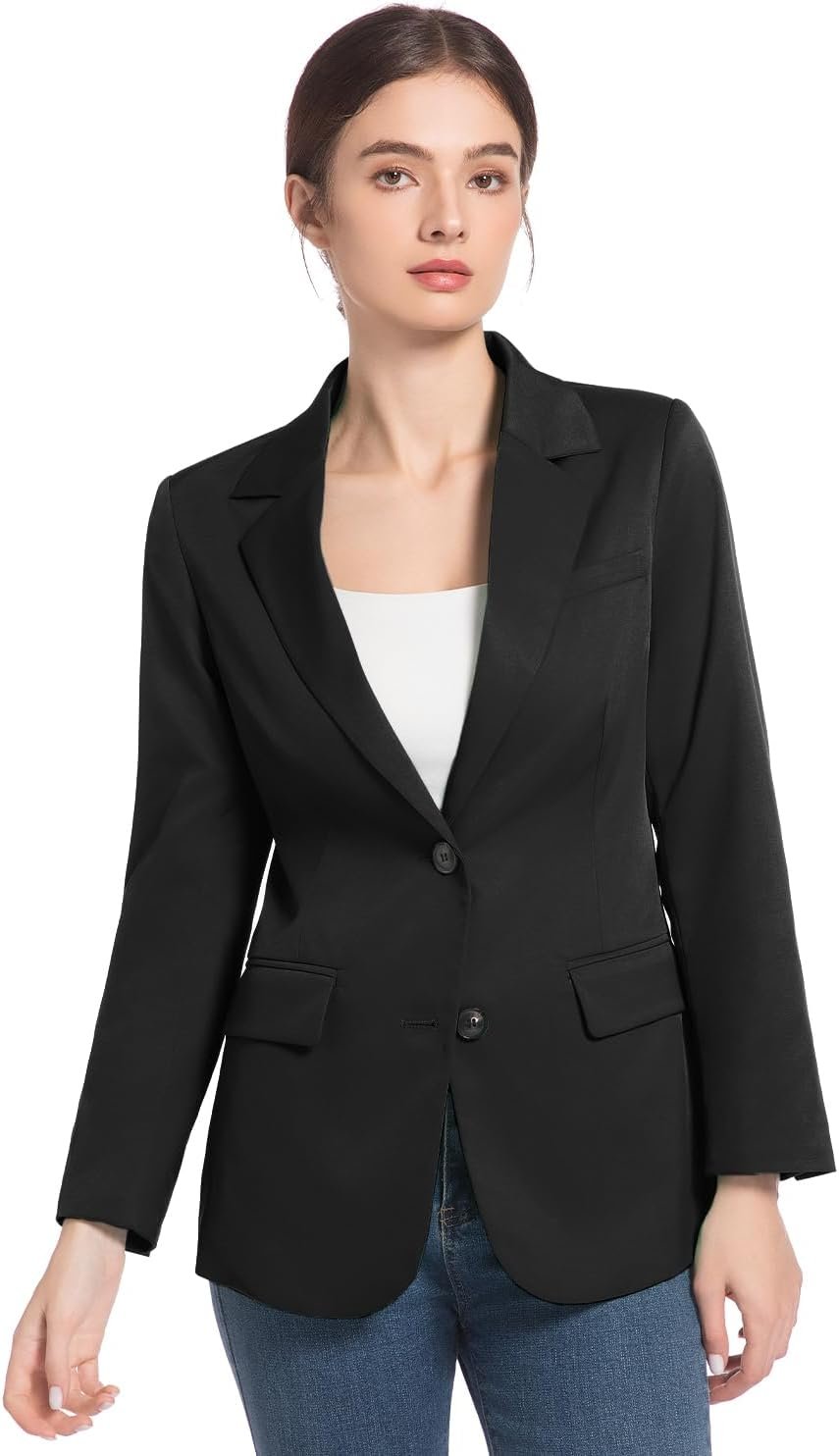 Garemcy Women's Casual Blazer Long Sleeve Coat Open Front Work Office Blazer Lapel Button Jacket with Pockets