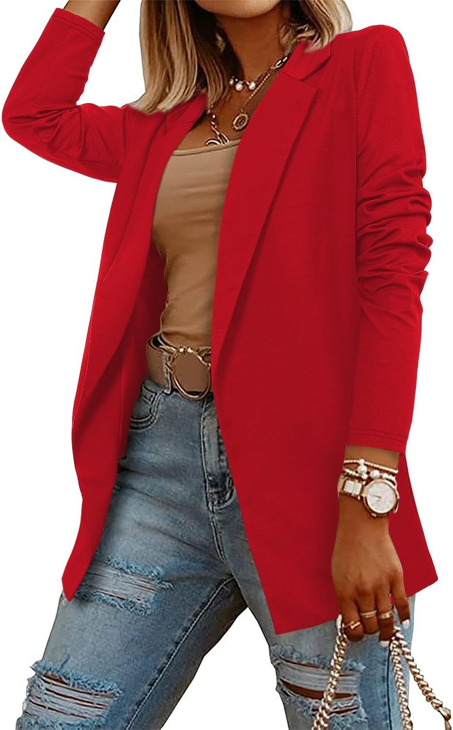 CRAZY GRID Women Casual Blazer Fashion Lightweight with Lined Professional Work Office Suit Jacket