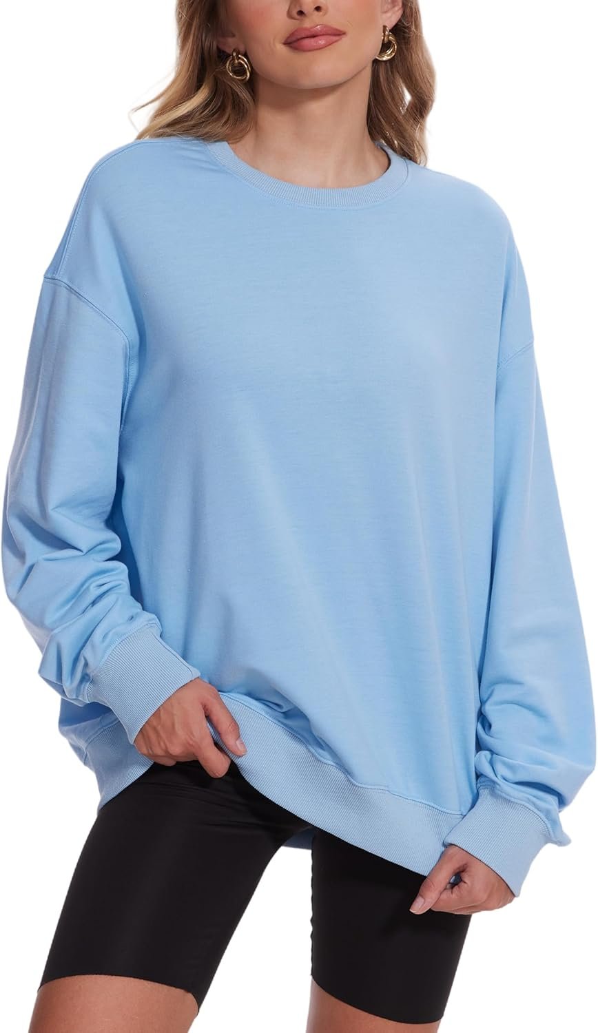 Womens Oversized Sweatshirts Crewneck Pullover Sweaters Casual Long Sleeve Fall Winter Fashion Outfits Clothes