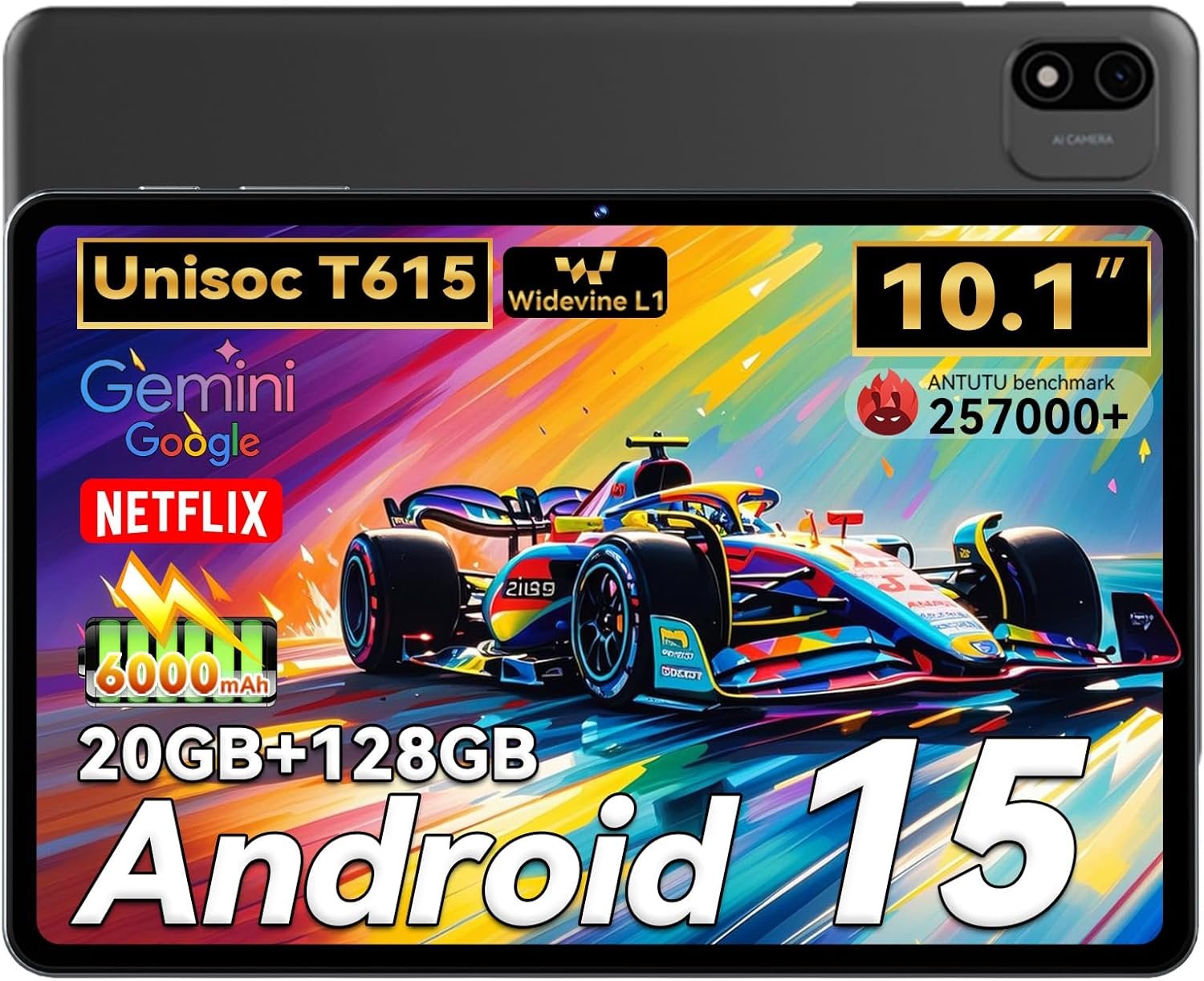 Alphawolf Lpad2S Android 15 Tablet 10 inch,20GB (8+12GB Expanded) RAM 128GB ROM Octa-Core Processor, 5MP + 8MP Dual HD Camera, Widevine L1, 2.4G/5G WiFi,6000mAh Battery