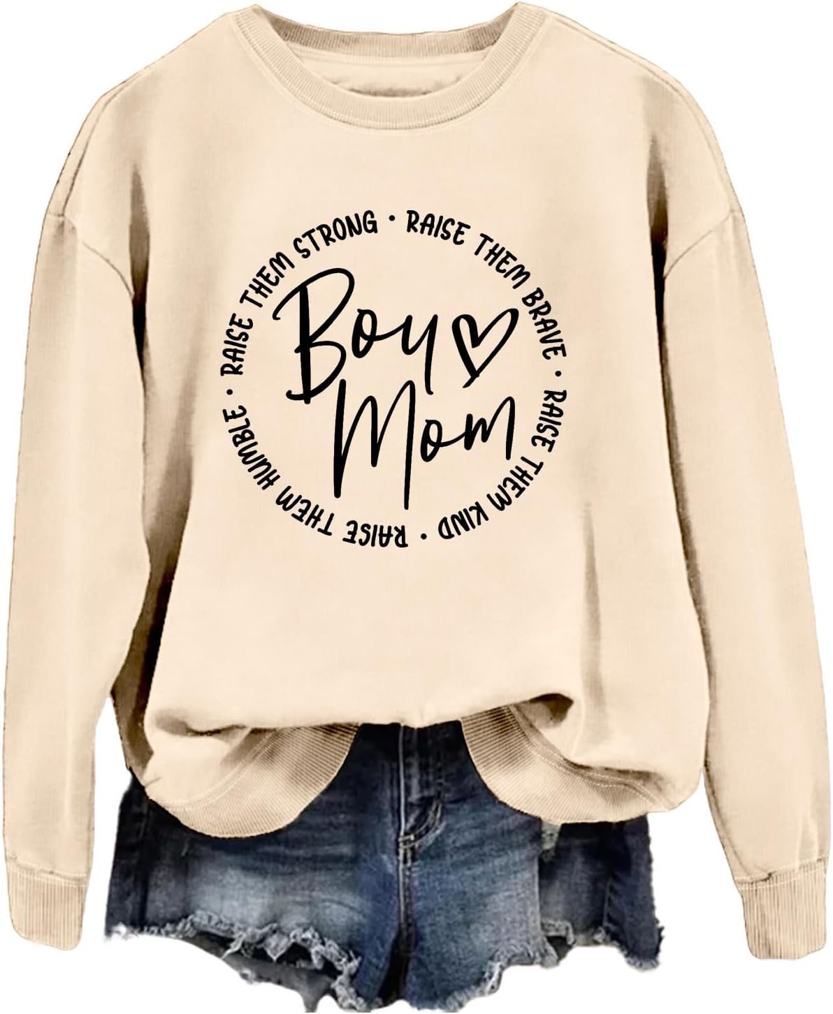 Boy Mom Sweatshirt for Women Long Sleeve Pullover Boy Mama Sweatshirt Casual Loose Lightweight Crewneck Fall Tops