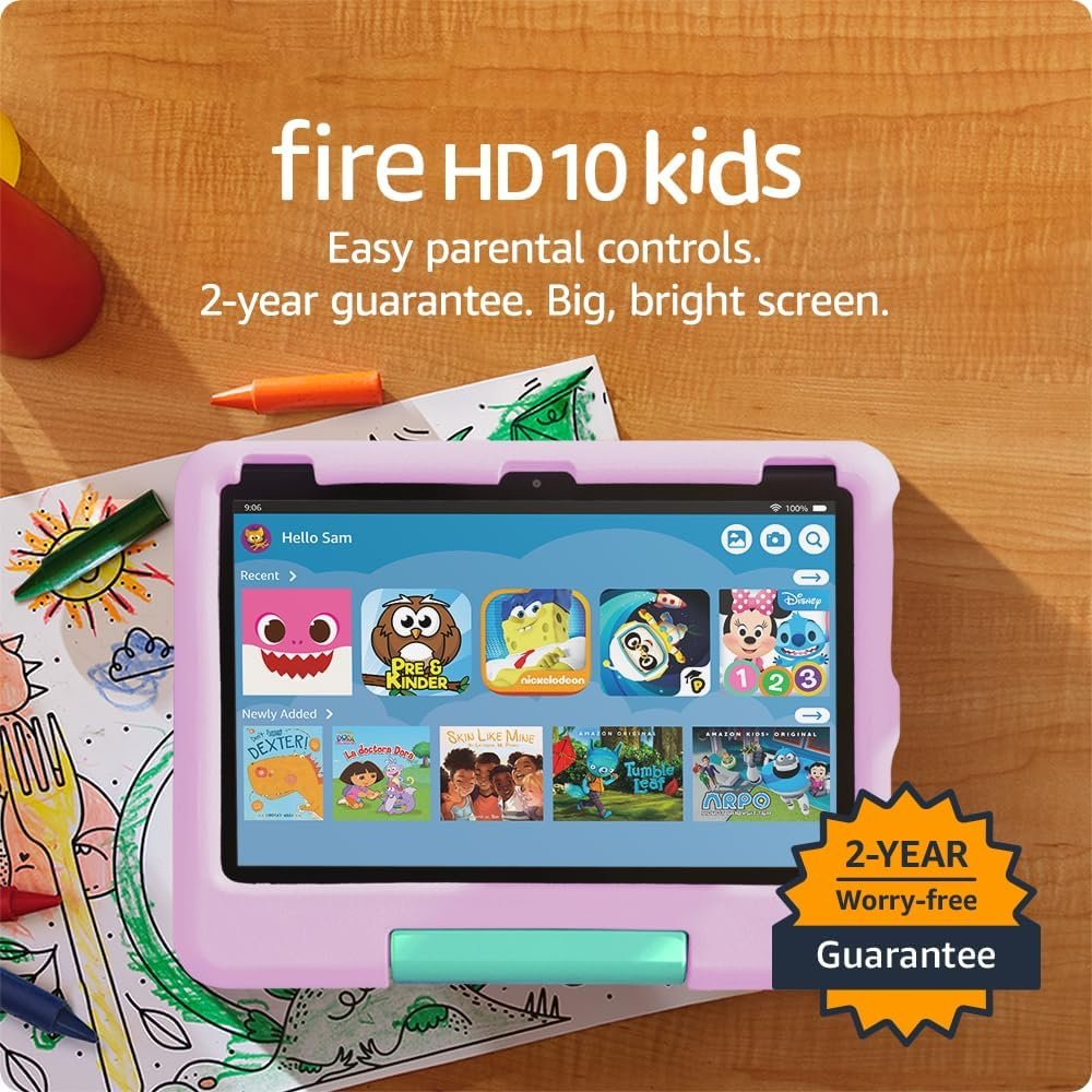 Fire HD 10 Kids Tablet (32GB, Pink) + Kids Stylus